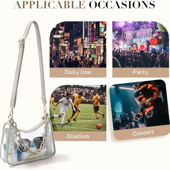 Clear Crossbody Bag PVC for Women Stadium Approved Concert Sport Events - Picture 6 of 6